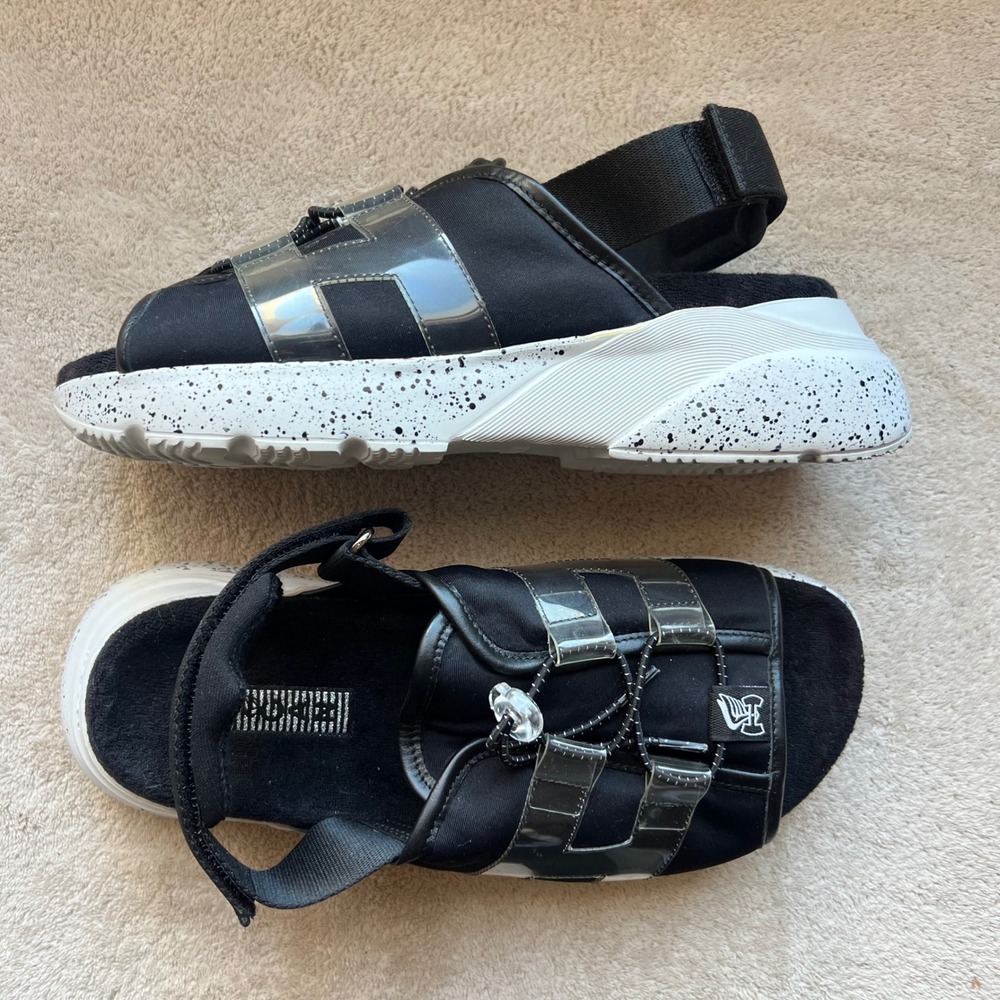 Hogan Technical Women 6 EU‎ 36 Platform Sandals Black White Speckled Sole Italy